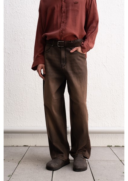 Baggy Fıt Kahverengi Jean