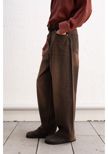 Baggy Fıt Kahverengi Jean indirimleri