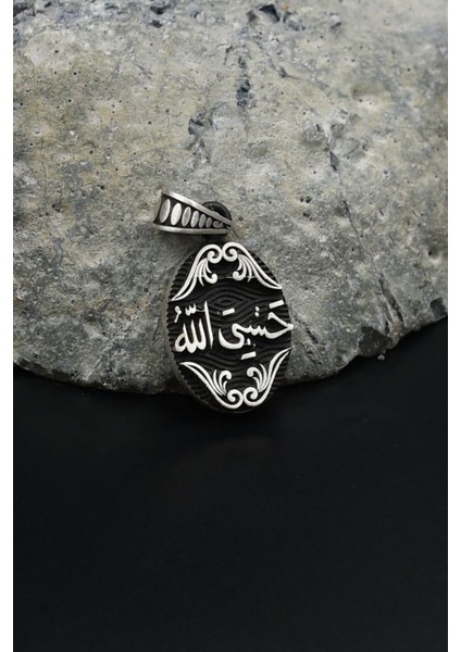 Kolye Ucu Hasbiyallah Yazılı (Allah Bana Yeter) 925 Ayar Gümüş 901604