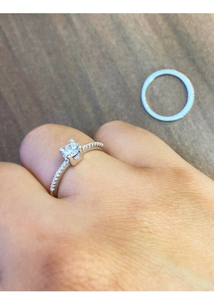 Kadın Tektaş Model İkili Gümüş Yüzük fiyatları