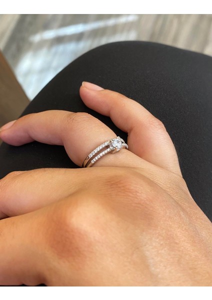 Kadın Tektaş Model İkili Gümüş Yüzük fırsatları