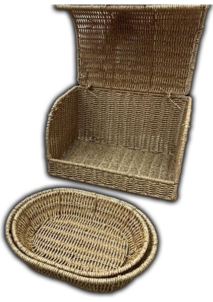 Rattan Ekmeklik + 2 Adet Sepet
