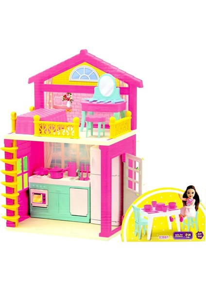 Lola'nın 2 Katlı Evi Eğlenceli Barbie Evi Oyuncak Evcilik Seti Muhteşem Rüya Oyun Evi Bebek Hediyeli