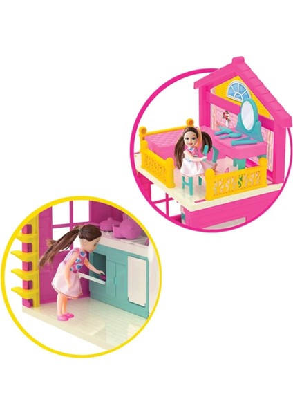 Lola'nın 2 Katlı Evi Eğlenceli Barbie Evi Oyuncak Evcilik Seti Muhteşem Rüya Oyun Evi Bebek Hediyeli