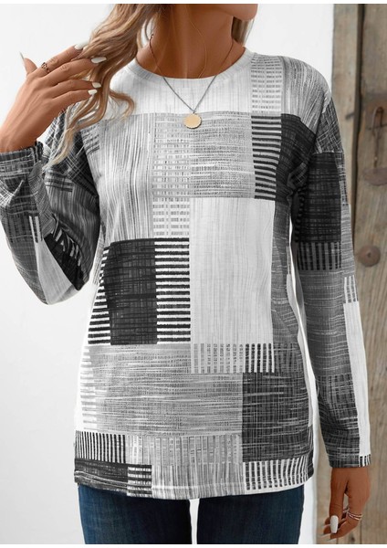 Kadın Bisiklet Yaka Desenli Uzun Kollu Şardonlu Dalgıç Bluz indirimleri