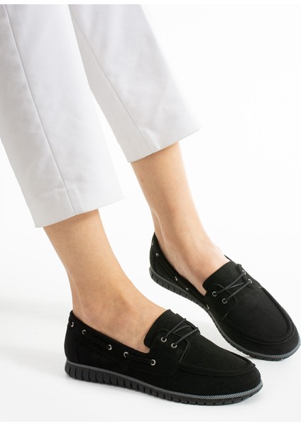 Kadın Siyah Süet Espadril Günlük Ayakkabı Oxford Kadın Klasik Ayakkabı Kadın Babet Loafer Ayakkabı