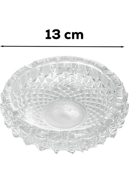Klk-04 Kristal Cam Yuvarlak Küllük Çap 13 cm Şeffaf Lüks Küllük