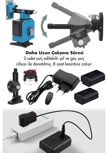 Profesyonel 360° 16 Köşe Otomatik Hizalama Tripod'lu Lazer Metre Hizalama fiyatları