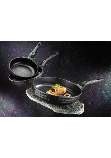 Sirius 3'lü Döküm Tava Sahan Seti 20/24/28 cm Yanmaz Yapışmaz Granit Tava Seti
