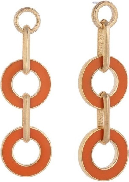 Bronz Enamel Circle Küpe
