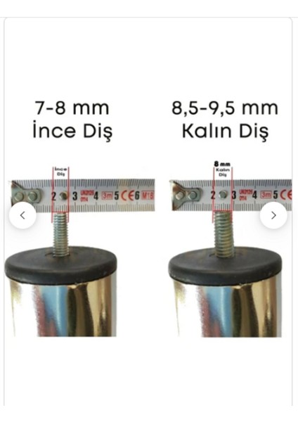 Dekoratif Mobilya Baza Ayağı M8 İnce Diş 15 cm Texture Siyah 4 Adet..