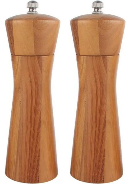 Akasya Komple Ahşap Gövdeli Tuz Karabiber Değirmeni Baharat Öğütücüsü 16 Cm - 2 Adet - 395