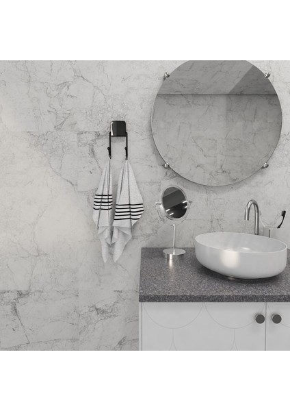 Dekoratif Yapıştırmalı Banyo- Mutfak Metal İki Kancalı Askı Siyah Vidasız Pratik Montaj DC-5053