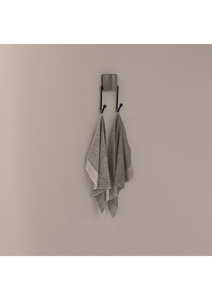 Dekoratif Yapıştırmalı Banyo- Mutfak Metal İki Kancalı Askı Siyah Vidasız Pratik Montaj DC-5053 fiyatları