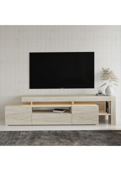 T0014 LED Işıklı, Raflı Tv Sehpası, Oturma Odası Tv Ünitesi