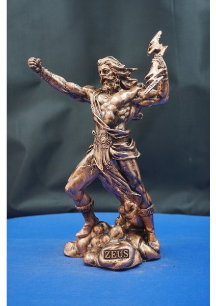 Mitolojik Tasarım Zeus Heykel Biblo - Ev Ofis Dekoratif Hediyelik Aksesuar (25 cm )