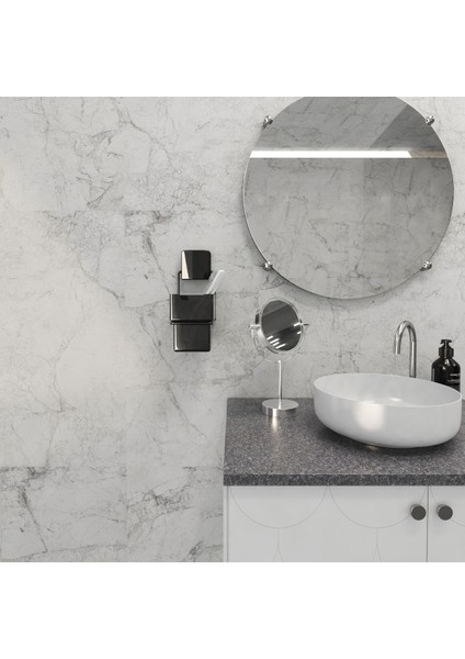 Lüks Diş Fırçalık Modern Banyo Aksesuarı Güçlü Yapışkanlı Siyah Askı