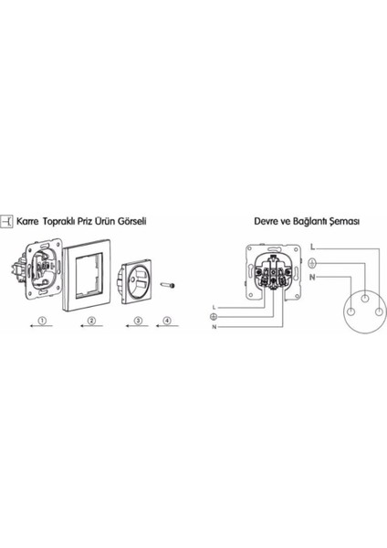 Karre Topraklı Priz Çerçeveli 4 Adet modelleri