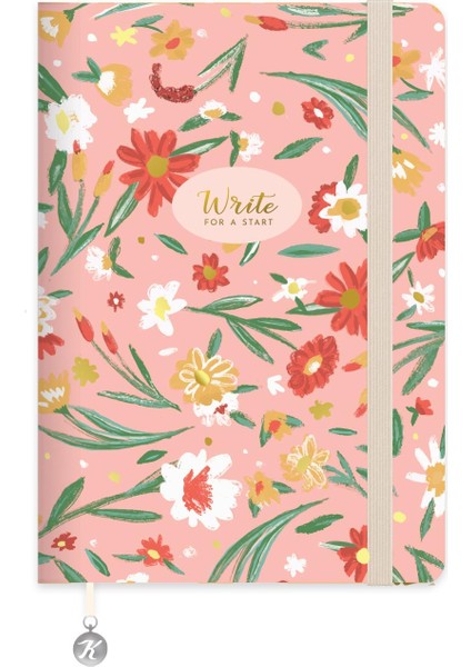 Çizgili Esnek Kapak Write For A Start Defter 14 x 20 cm - Pembe