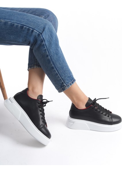 Dante Model Deri Kadın Bağcıklı Kalın Taban Sneaker Spor Ayakkabı