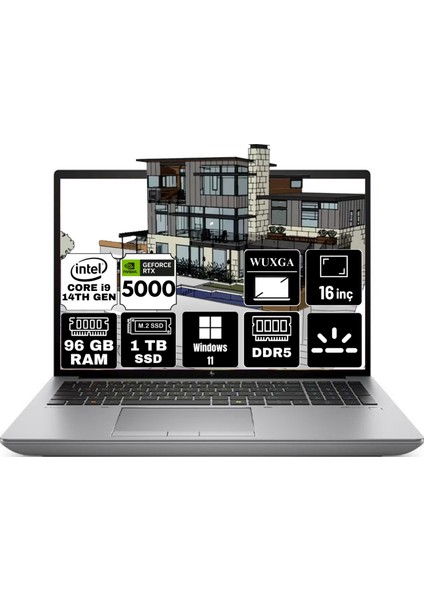 Zbook Fury 16 G11 Intel Core I9-14900HX 96GB 1tb SSD Rtx 5000 ADA/16GB 16" Wuxga Windows 11 Pro Taşınabilir Iş Istasyonu 5F9J9ES-A5