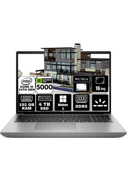 Zbook Fury 16 G11 Intel Core I9-14900HX 192GB 4tb SSD Rtx 5000 ADA/16GB 16" Wuxga Windows 11 Pro Taşınabilir Iş Istasyonu 5F9J9ES-A15