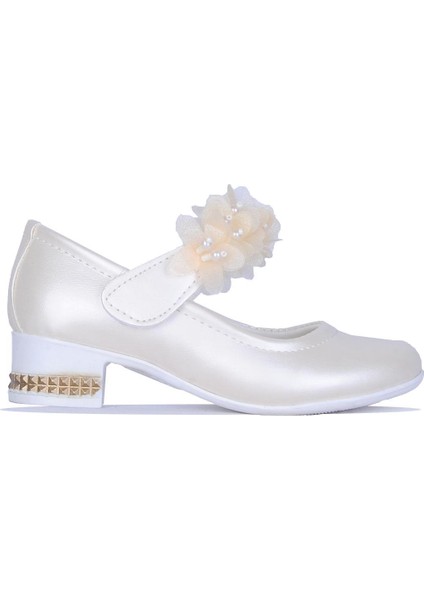 26-Herbebe Fırfırlı 3cm Kız Çocuk Topuklu Ayakkabı