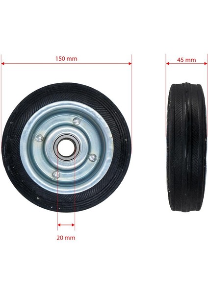 Yük Taşıma Dolgu Lastik Teker Çelik Saç Jant 150 x 45 mm