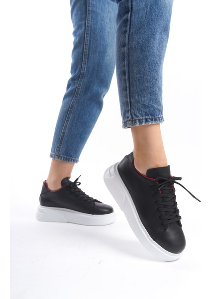 Dante Model Deri Kadın Bağcıklı Kalın Taban Sneaker Spor Ayakkabı