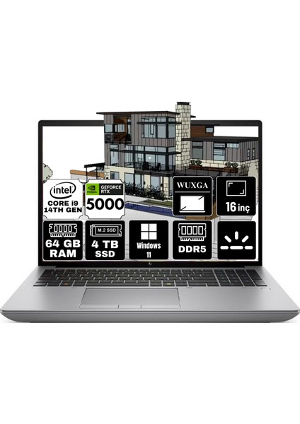 Zbook Fury 16 G11 Intel Core I9-14900HX 64GB 4tb SSD Rtx 5000 ADA/16GB 16" Wuxga Windows 11 Pro Taşınabilir Iş Istasyonu 5F9J9ES-A3