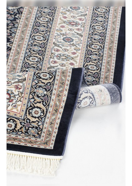 Halı Vendom Palace 5401 Lacivert Bordo Yumuşak Dokulu Viskon ve Bambu 120 Tarak Ipek Halı