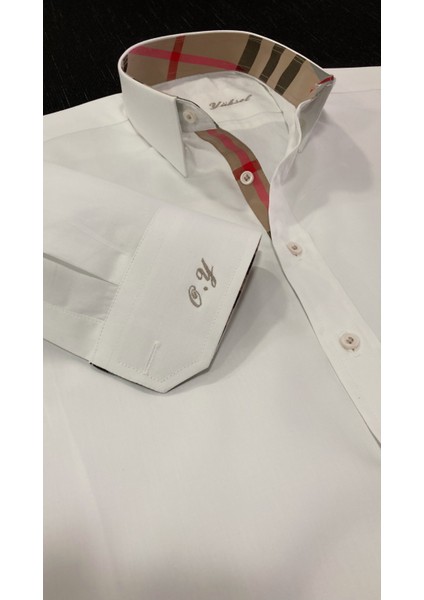 Kişiye Özel Dikim Burberry Isimli Nakışlı Erkek Gömlek