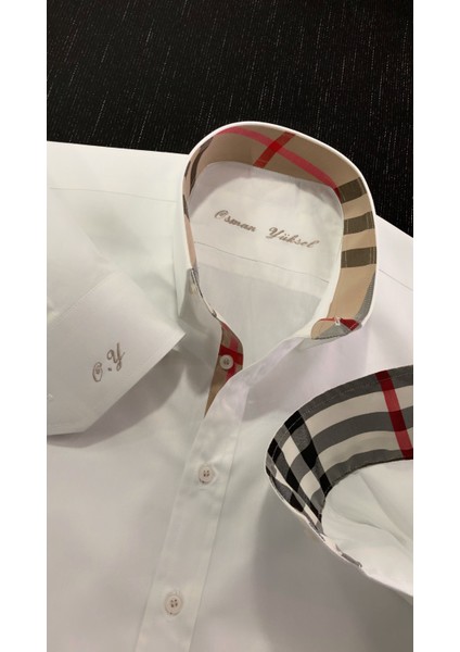 Kişiye Özel Dikim Burberry Isimli Nakışlı Erkek Gömlek modelleri