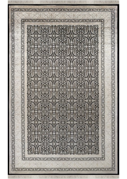 Halı Vendom Palace 5402 Siyah Krem Yumuşak Dokulu Viskon ve Bambu 120 Tarak Ipek Halı