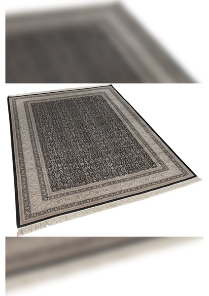 Halı Vendom Palace 5402 Siyah Krem Yumuşak Dokulu Viskon ve Bambu 120 Tarak Ipek Halı