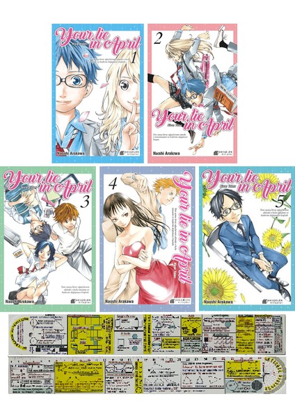 Your Lie In April 1-2-3-4-5. Ciltler Manga Seti + Mat. Öğreten Cetvel