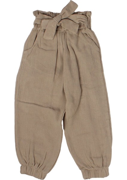 Kız Çocuk Beyaz Kahve Müslin Pantolonlu Yakalı 2'li Takım modelleri