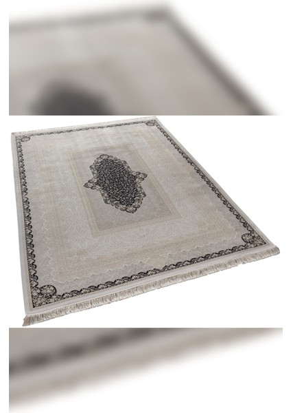 Halı Vendom Palace 5411 Siyah Krem Yumuşak Dokulu Viskon ve Bambu 120 Tarak Ipek Halı