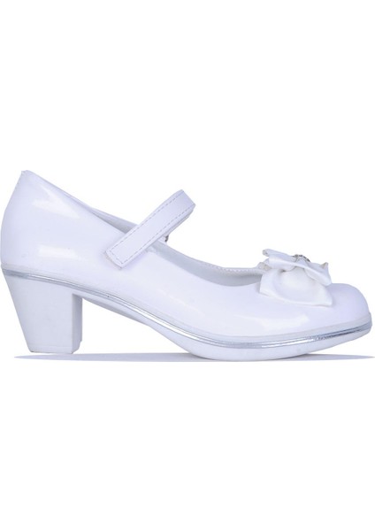 Lunedi Beyaz Rugan 4cm Topuklu Kız Çocuk Ayakkabı