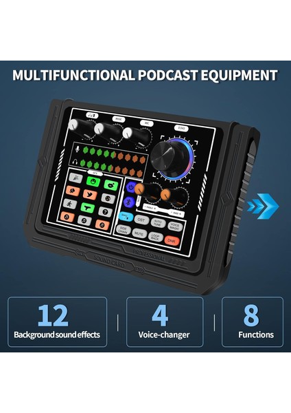 Ses Kartı Youtube Kick Podcast ve Yayıncı, Mikrofon Mikseri, Dj Mikser, Taşınabilir Podcast Prodüksiyon Stüdyosu, Canlı Yayın, Kayıt, Oyun Için Kondenser Ses Kartlı P800 modelleri