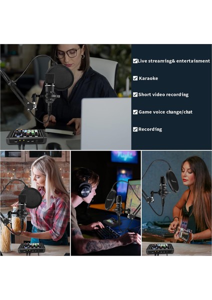 Ses Kartı Youtube Kick Podcast ve Yayıncı, Mikrofon Mikseri, Dj Mikser, Taşınabilir Podcast Prodüksiyon Stüdyosu, Canlı Yayın, Kayıt, Oyun Için Kondenser Ses Kartlı P800 indirimleri