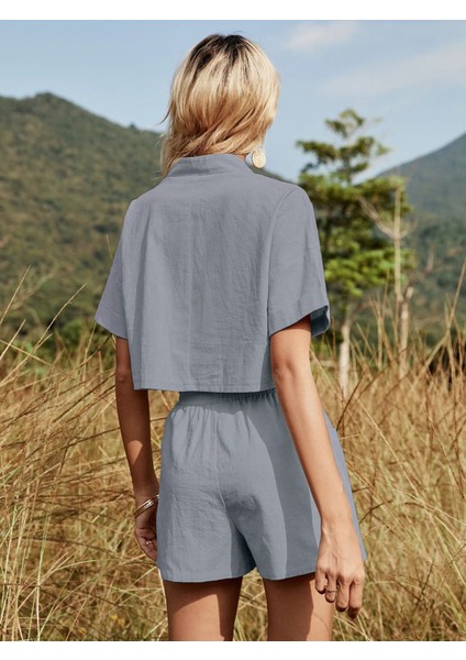 Yaka Detaylı Şortlu İkili Takım indirimleri