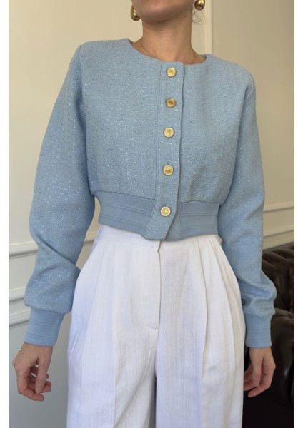 Tüvit Kolları Ribanalı Bomber Ceket- Mavi fiyatları