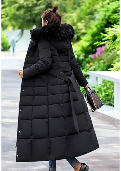 Kışlık Uzun Kürklü Kapüşonlu Kadın Şişme Mont fiyatları