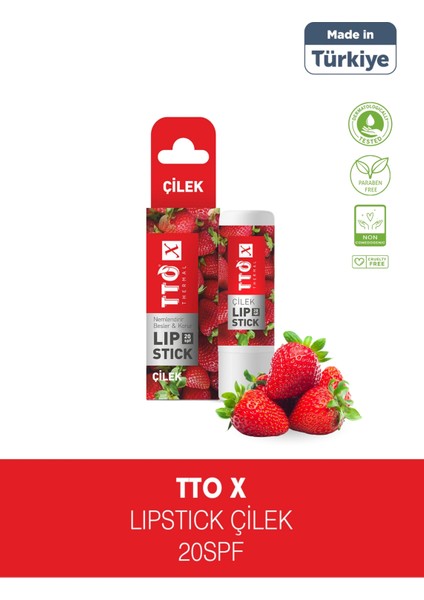 x Çilek Aromalı Lip Stick 20 Spf Korumalı