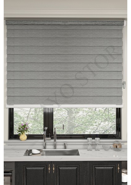 Ithal Bambu Açık Gri Bambu Stor Zebra Perde Etek Dilimsiz fırsatları