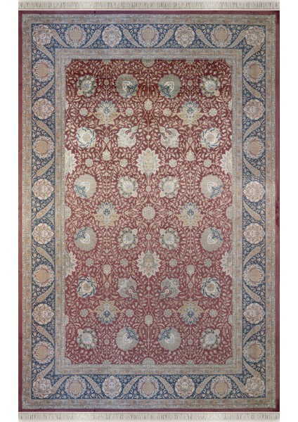Halı Vendom Palace 5421 Bordo Lacivert Yumuşak Dokulu Viskon ve Bambu 120 Tarak Ipek Halı