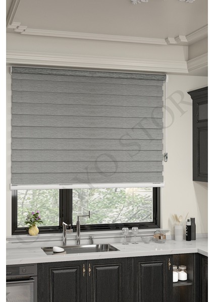 Ithal Bambu Açık Gri Bambu Stor Zebra Perde Etek Dilimsiz modelleri