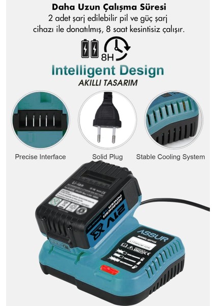 21V Çift Akülü Vidalama Darbeli Kömürsüz 800NM 10 Pilli Bijon Somun Sökme Sıkma