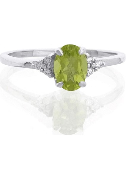 Peridot Oval Tektaş Pırlanta Yüzük fiyatları